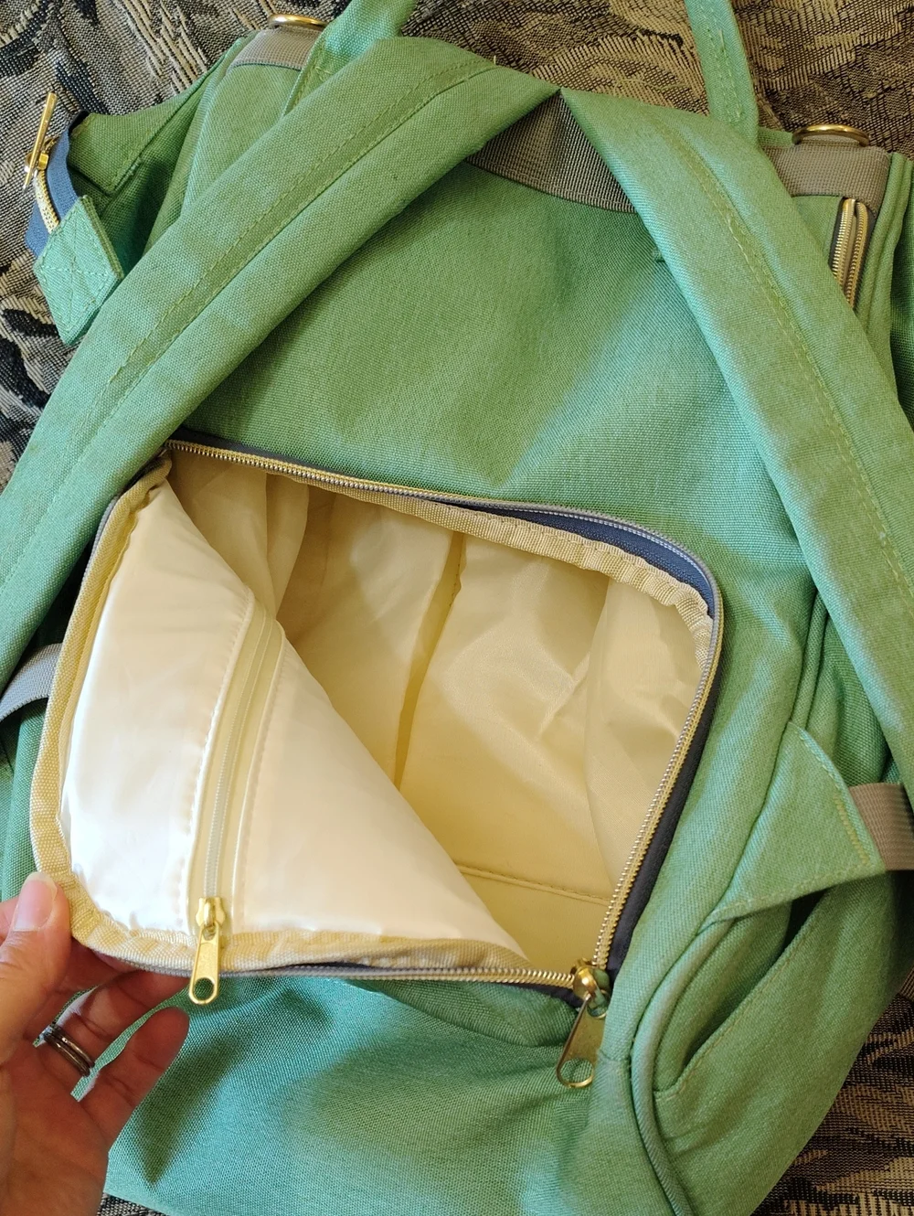 LEQUEEN Mint Green Diaper Bag Backpack